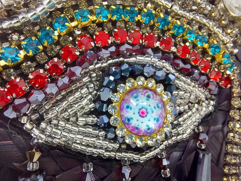 Bolso de mano mexicano de paja con parche para el ojo / Bolso boho hecho a mano imagen 2