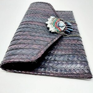 Bolso de mano mexicano de paja con parche para el ojo / Bolso boho hecho a mano imagen 8