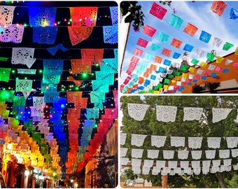 Estandarte de papel picado mexicano / decoración cinco de mayo / decoración de fiesta mexicana / guirnalda de 16 pies