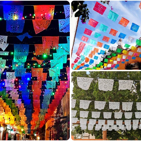 Mexican papel picado banner / cinco de mayo decor / mexican fiesta decoration / 16 feet garland