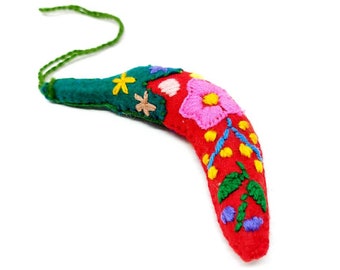 Embroidered chili pepper ornaments / chili pepper charm / mexican christmas ornament