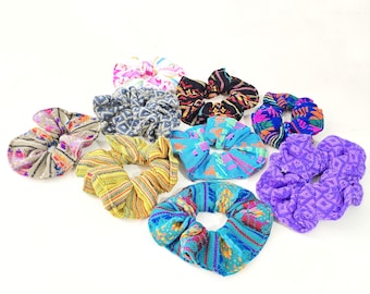 Ręcznie robione meksykańskie gumki do włosów: kolorowe gumki do włosów z tkaniny Cambaya