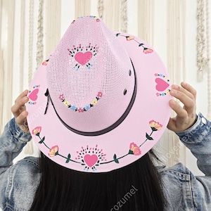 Mexican hand painted summer hat / hand painted hard hat / Floral sombrero from Mexico