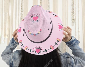 Hand Painted Floral Sombrero Mexican Summer Sun Hat