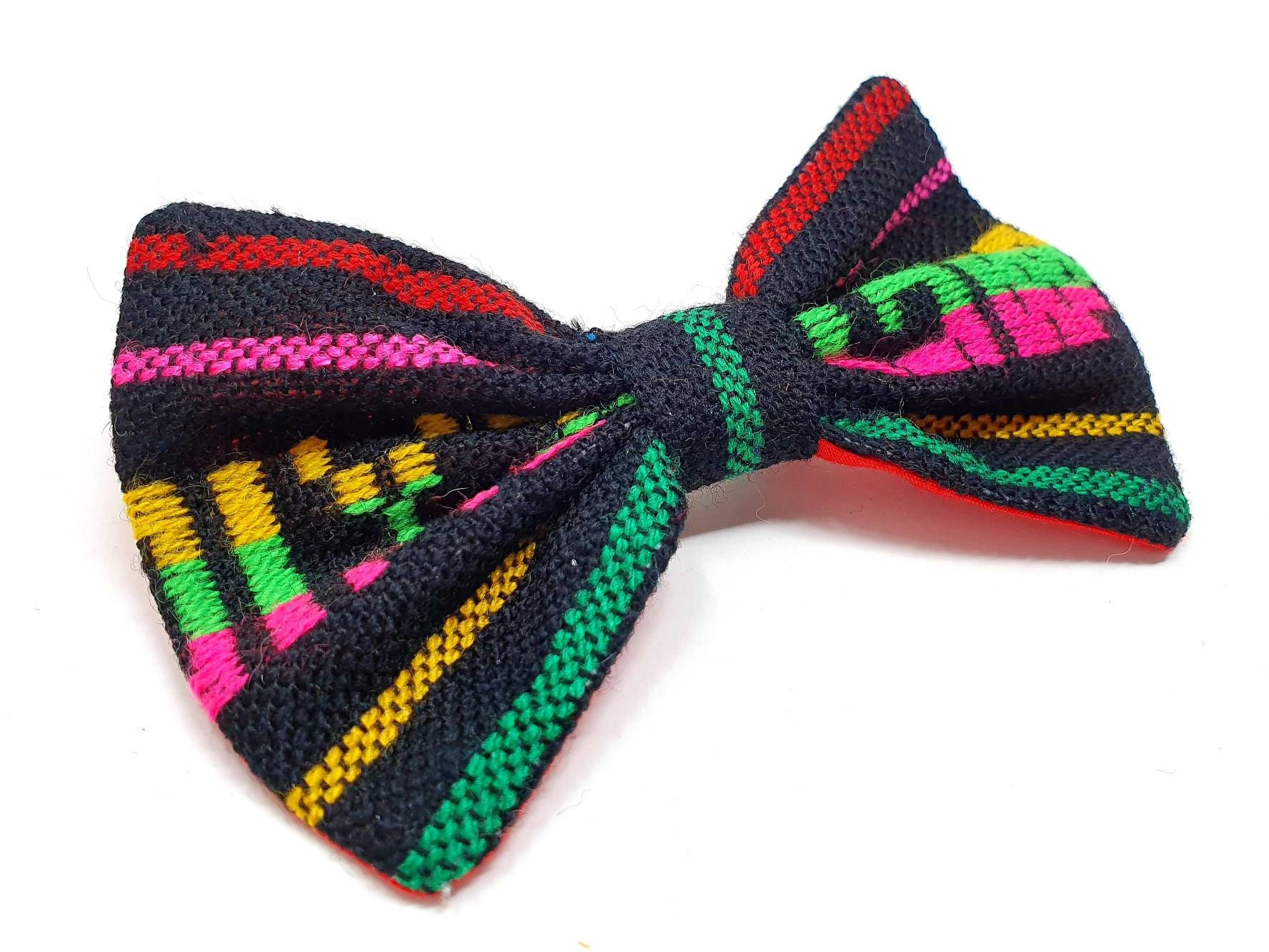 Handmade Mexican Hair Bow: Colorful Cambaya Fabric Bun Holder