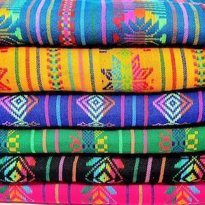 Tela mexicana cortada a medida / tela étnica mexicana / tela tejida de colores / mantelería mexicana de colores / tela de méxico imagen 6