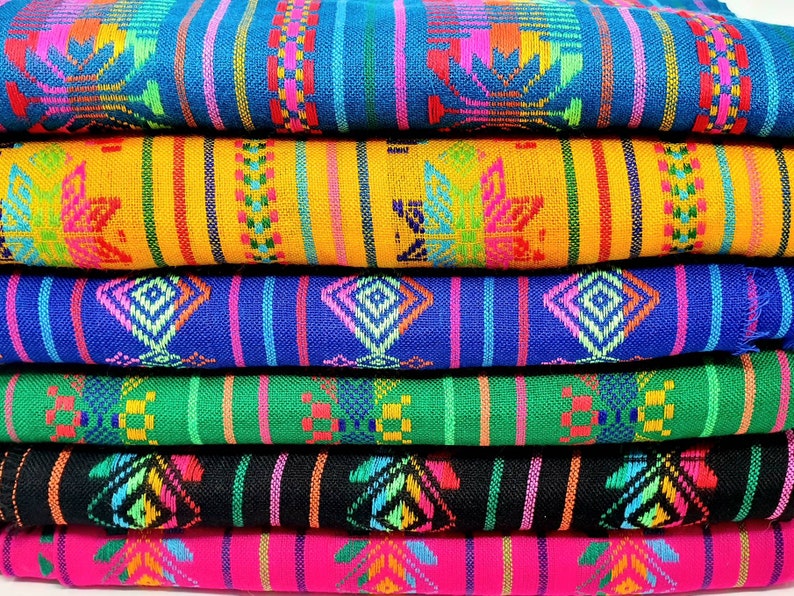 Mexican fabric by the yard / Mexican ethnic fabric / colorful woven fabric / colorful mexican table cloth / mexico fabric image 6