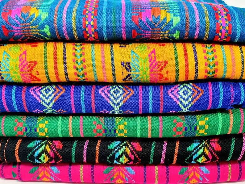 Tela mexicana cortada a medida / tela étnica mexicana / tela tejida de colores / mantelería mexicana de colores / tela de méxico imagen 6