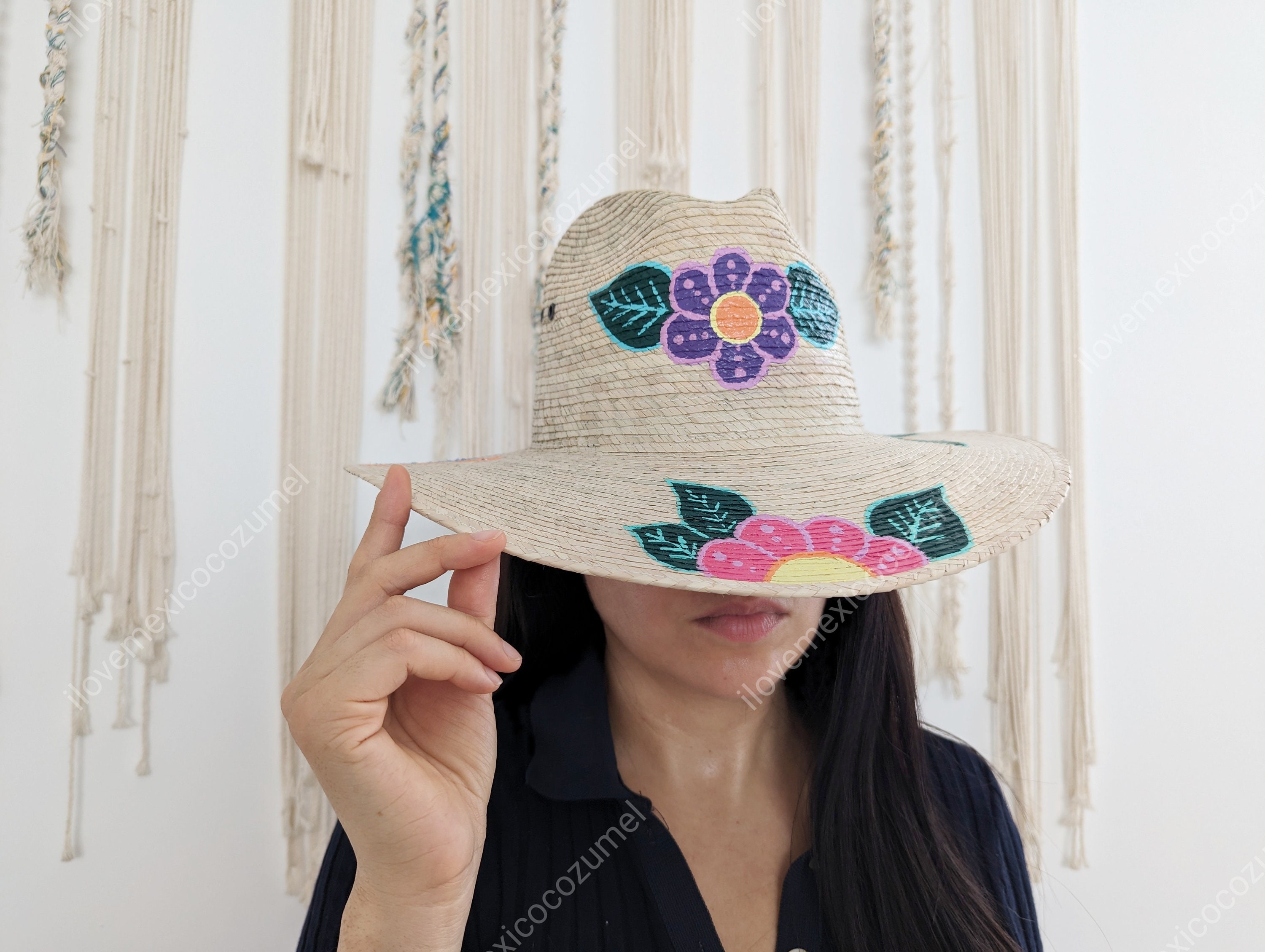 Montecristi Artisan Painted Floral Panama Hat Hummingbird Maximalist Artsy Small Hand-painted Dreamcatcher Fedora, Traditional Mexican Hat - Etsy main image 3