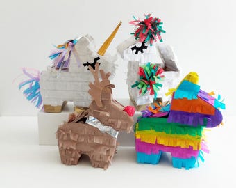 Mini Mexican Pinata Ornaments: Donkey, Llama, Reindeer