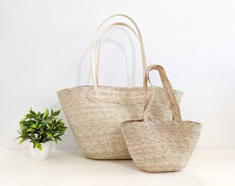 Handgewebte Palmen Strandtasche: Mexikanische Markttasche