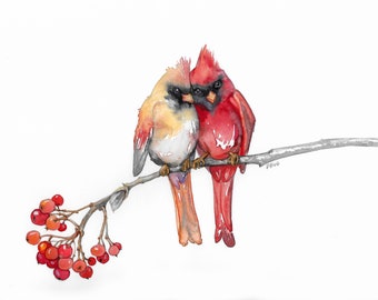 Cardinal Couple Print, 8x10 Art Print