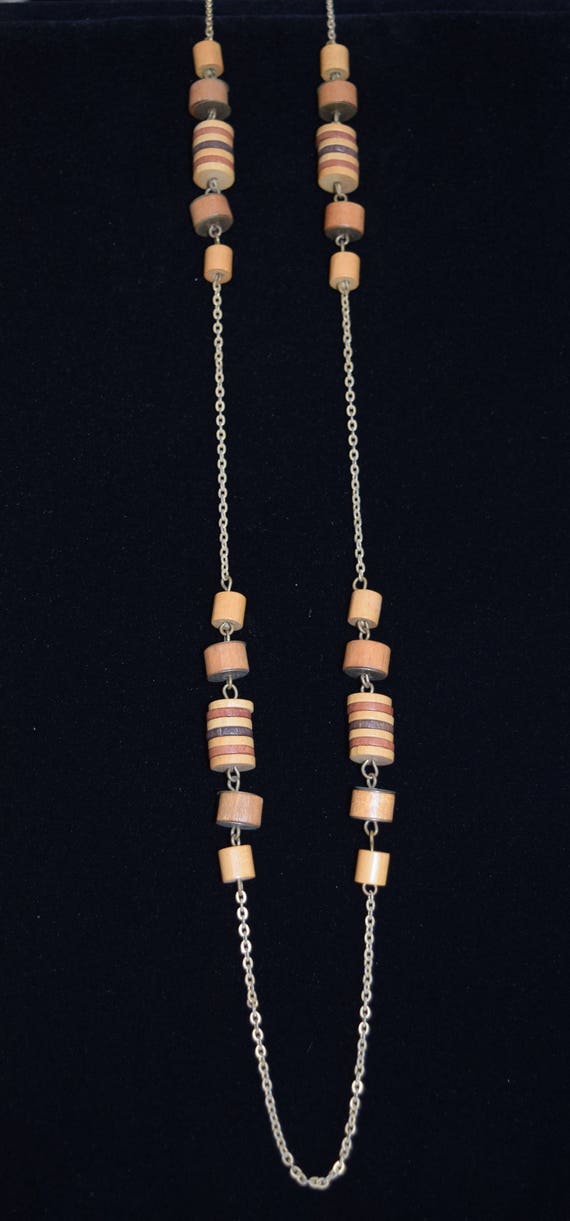 Vintage 36" long chain with wood beads