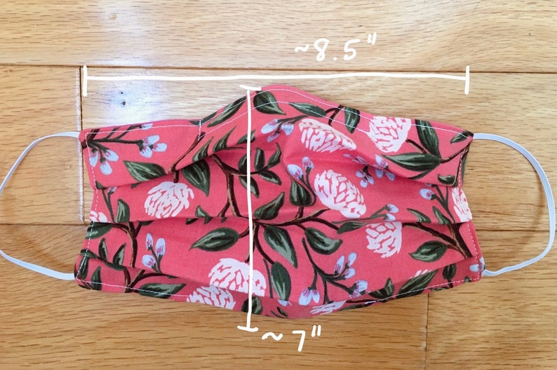 Pleated Face Mask With Filter Pocket & Nose Wire. 100 Cotton Etsy