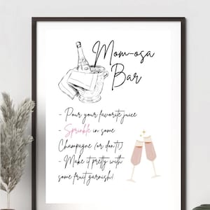Mom-osa Bar Sign, Baby Shower Mimosa Bar Sign, Baby Sprinkle Theme