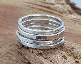 Sterling Silver Hammered Stackable Ring / Midi Ring / Stacking Ring