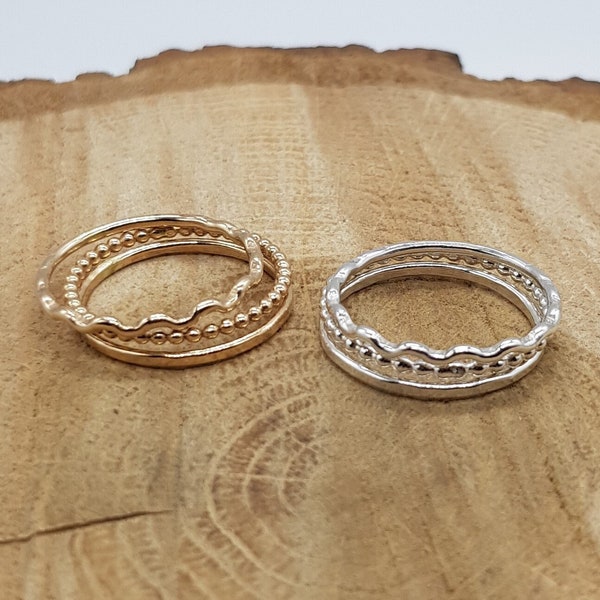 Conjunto de apiladores de anillos ondulados / Anillos apilables / Anillos midi / Anillos apilables