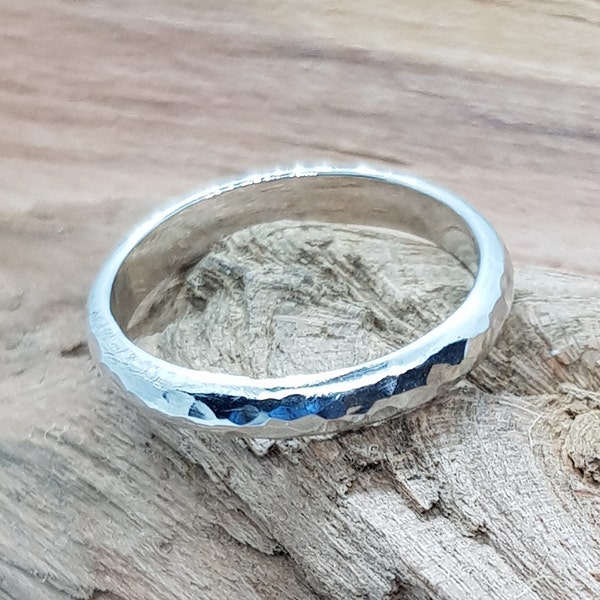 Bague superposition/bague midi martelée en argent sterling en forme de D