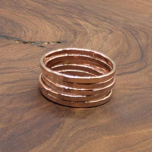 Skinny Hammered Rose Gold Filled Ring: Minimalist Stacking Band