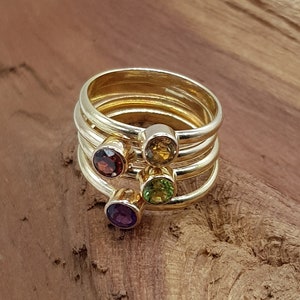 Peridot / Amethyst / Garnet / Citrine Gold Filled Stacker Ring
