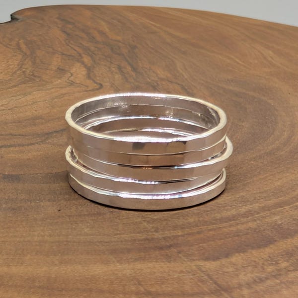 Hammered Sterling Silver Stacking Ring: Skinny Midi Ring