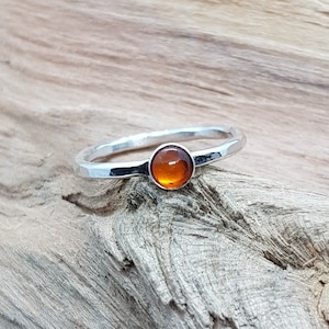 Sterling Silver Natural Amber Cabochon Ring