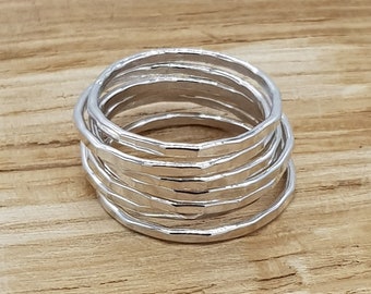 Skinny Hammered Sterling Silver Stackable Ring / Midi Ring / Stacking Ring
