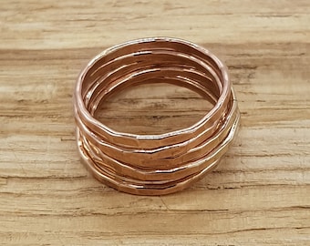 Skinny Hammered Rose Gold Filled Stackable Ring / Midi Ring / Stacking Ring