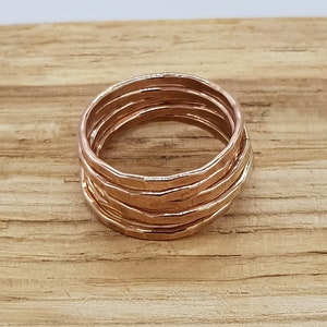 Skinny Hammered Rose Gold Filled Stackable Ring / Midi Ring / Stacking Ring