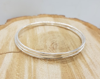 Hammered Silver Bangle