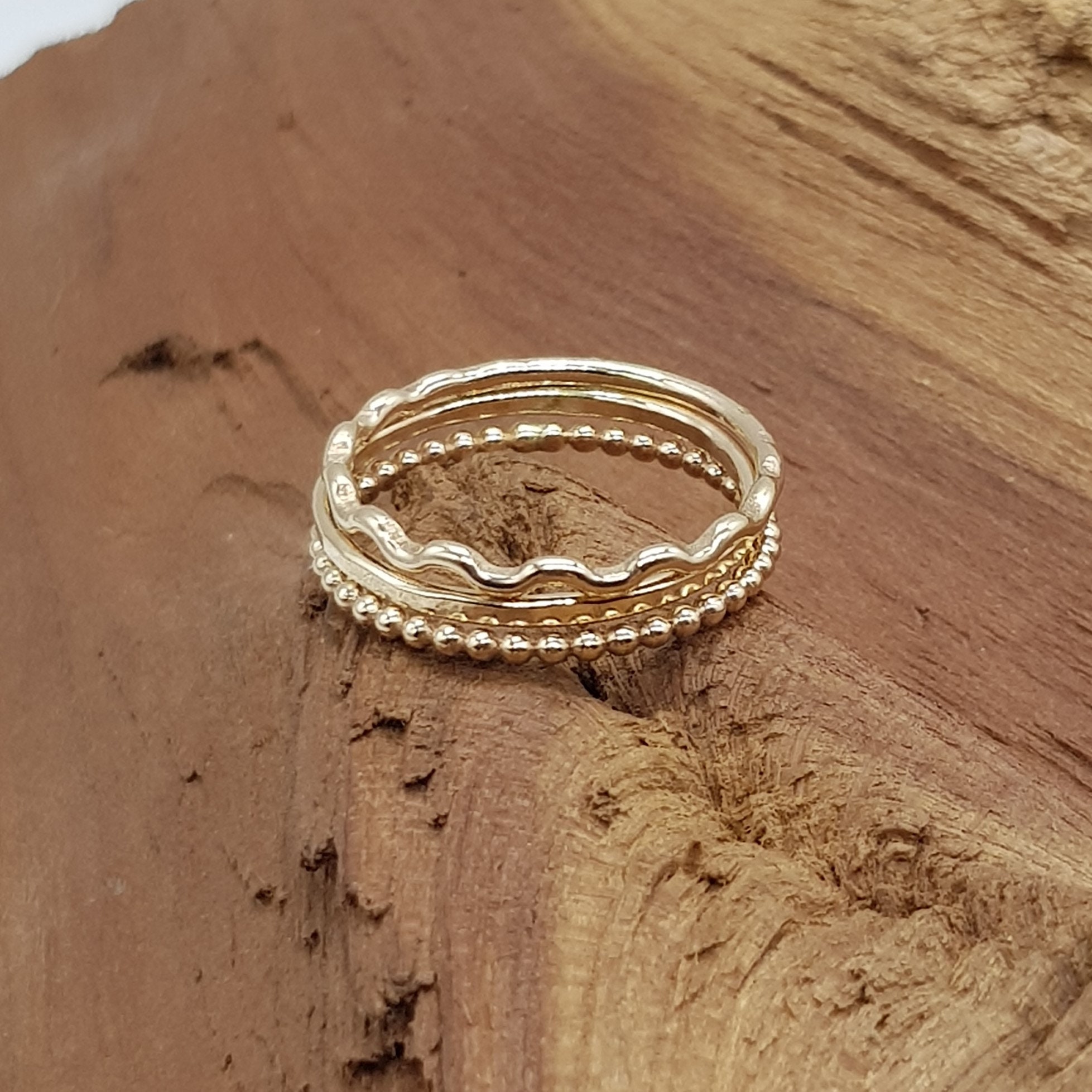 Wave Ring Stacker Set / Stackable Rings / Midi Rings / - Etsy
