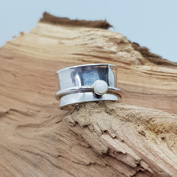 Opal Sterling Silver Spinner Ring Fidget Ring Etsy UK