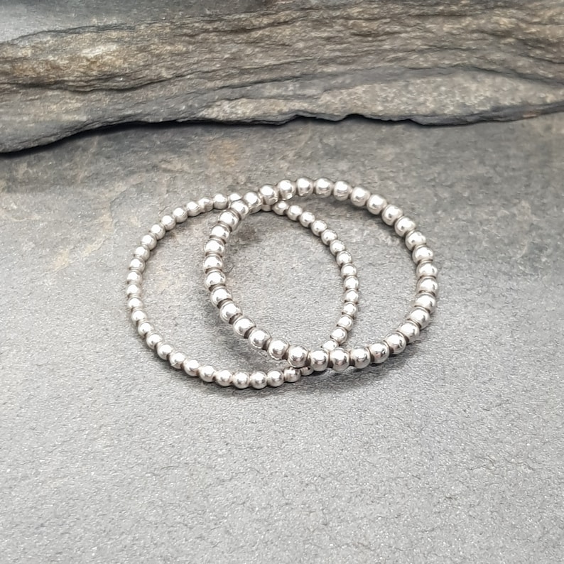 Silver Beaded Rings Sterling Silver / Gold Filled Beaded Rings - Etsy UK
