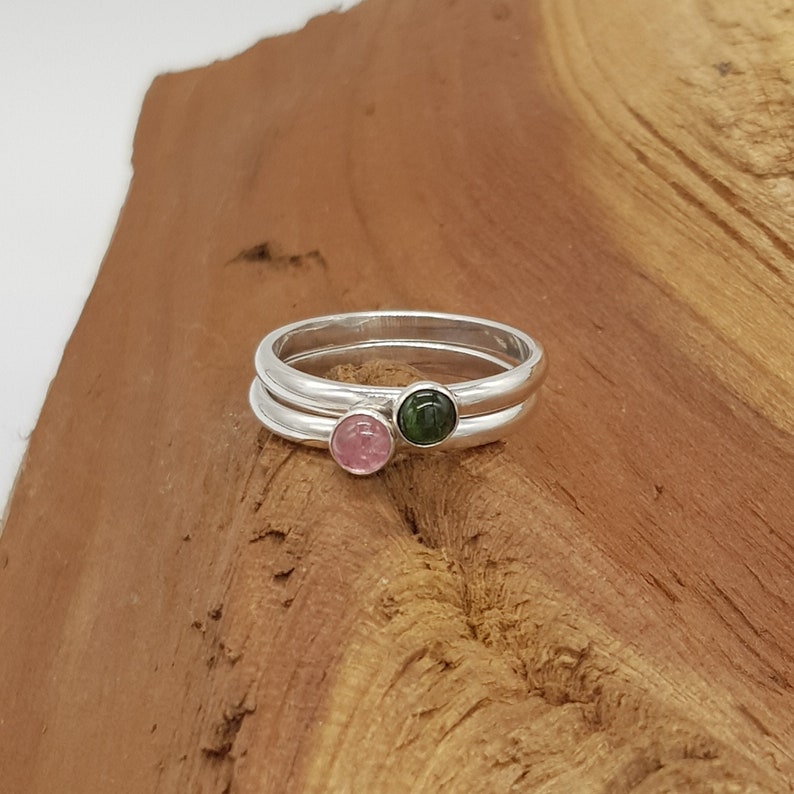 Sterling Silver PinkGreen Tourmaline Ring