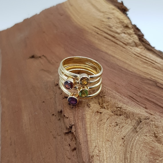 Bague Ancienne Argent Massif 925 Avec Péridot Et Améthyste - Taille 49, Occasion Très Bon état