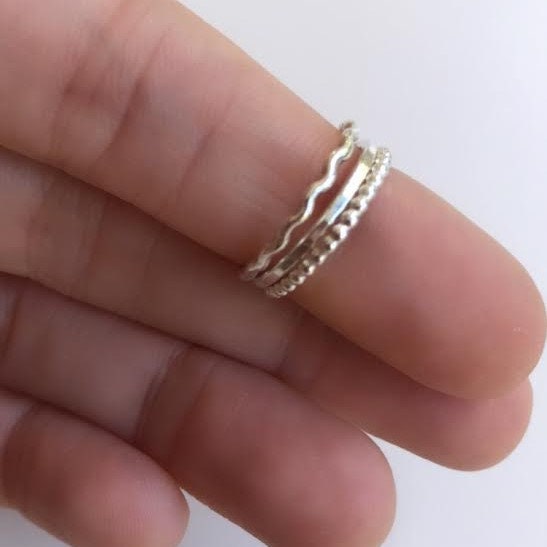 Wave Ring Stacker Set / Stackable Rings / Midi Rings / - Etsy