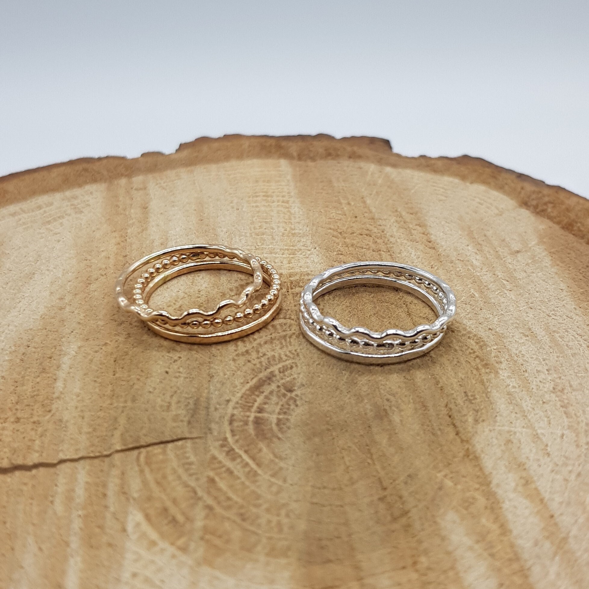 Wave Ring Stacker Set / Stackable Rings / Midi Rings / Stacking Rings