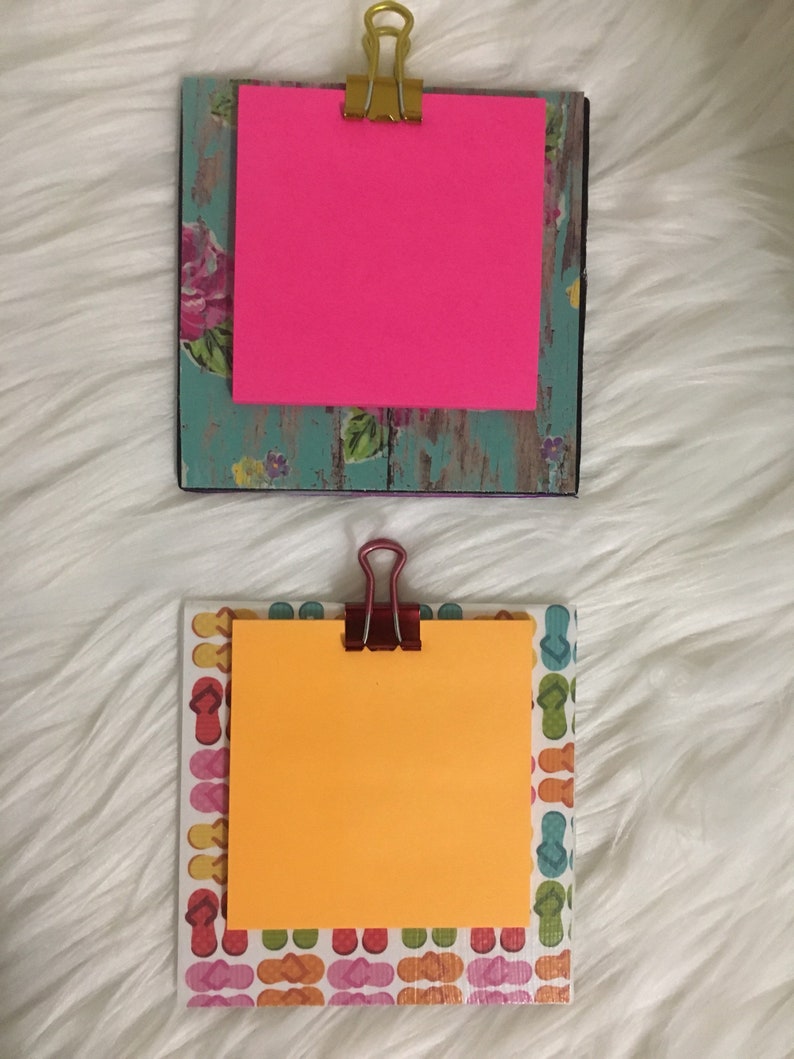 TWO 2 Sticky Note Holder Post It Note Holder Mini Clip Board Teacher