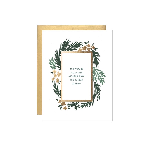 May You be filled with Wonder & Joy - Holiday Card - Letterpress + Gold Foil