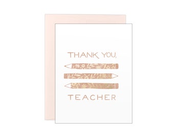 Thank You Teacher - Pencils - Letterpress Card