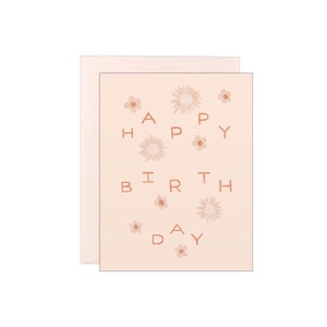 Happy Birthday - Wellenförmiger Text - Sonnenblumen - Letterpress Card