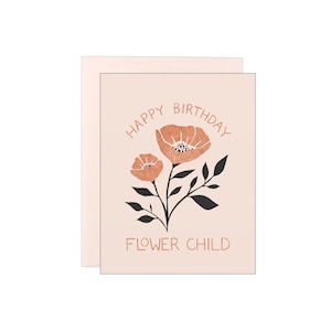 Cartão Feliz Aniversário Flor Criança - Papoilas - Tipografia