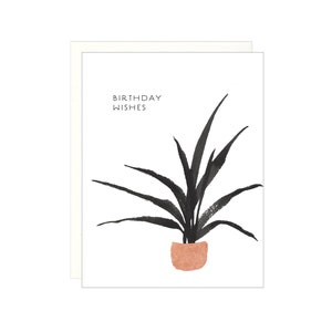 Souhaits d'anniversaire - Plante en pot - Carte typographique