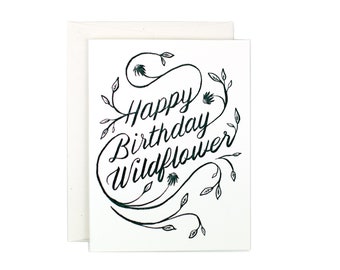 Happy Birthday Wildflower Letterpress Card