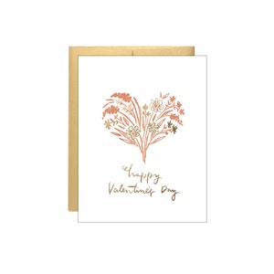 Feliz tarjeta de ramo de San Valentín - Tipografía + Lámina de oro