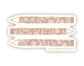 Blush Floral Pencils - Vinyl Sticker