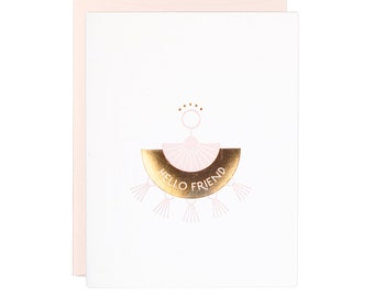 Hello Friend Blush Letterpress Card