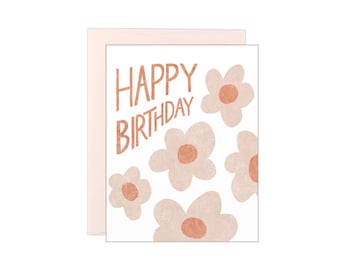 Joyeux anniversaire - Groovy Flowers - Carte typographique
