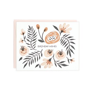 Geburtstagswünsche - Folk Blumen - Letterpress Karte