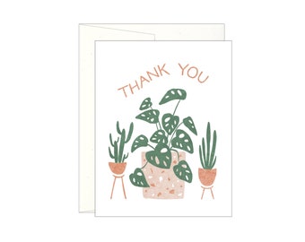 Thank You - Potted Plants - Letterpress Card